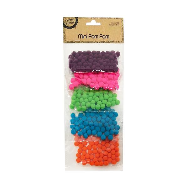 PomPom Mini Pk300 Purp, Pink, Grn, Blue, Orange